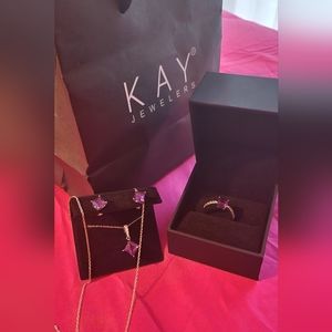 Jewelry set from Kay Jewelers necklace, earrings and ring size 7